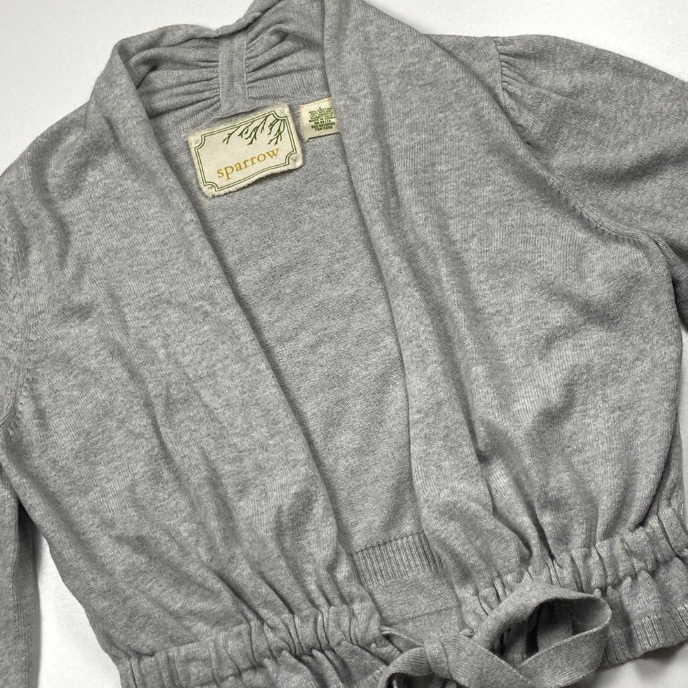 Sparrow Anthropologie Angora Blend Tie Cinch Cardigan Sweater Sz S Gray Sweater